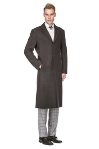 Men's Knee Length Wool Blend Three Button Long Jacket Overcoat Top Coat Daily Haute