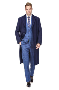 Men's Knee Length Wool Blend Three Button Long Jacket Overcoat Top Coat Daily Haute