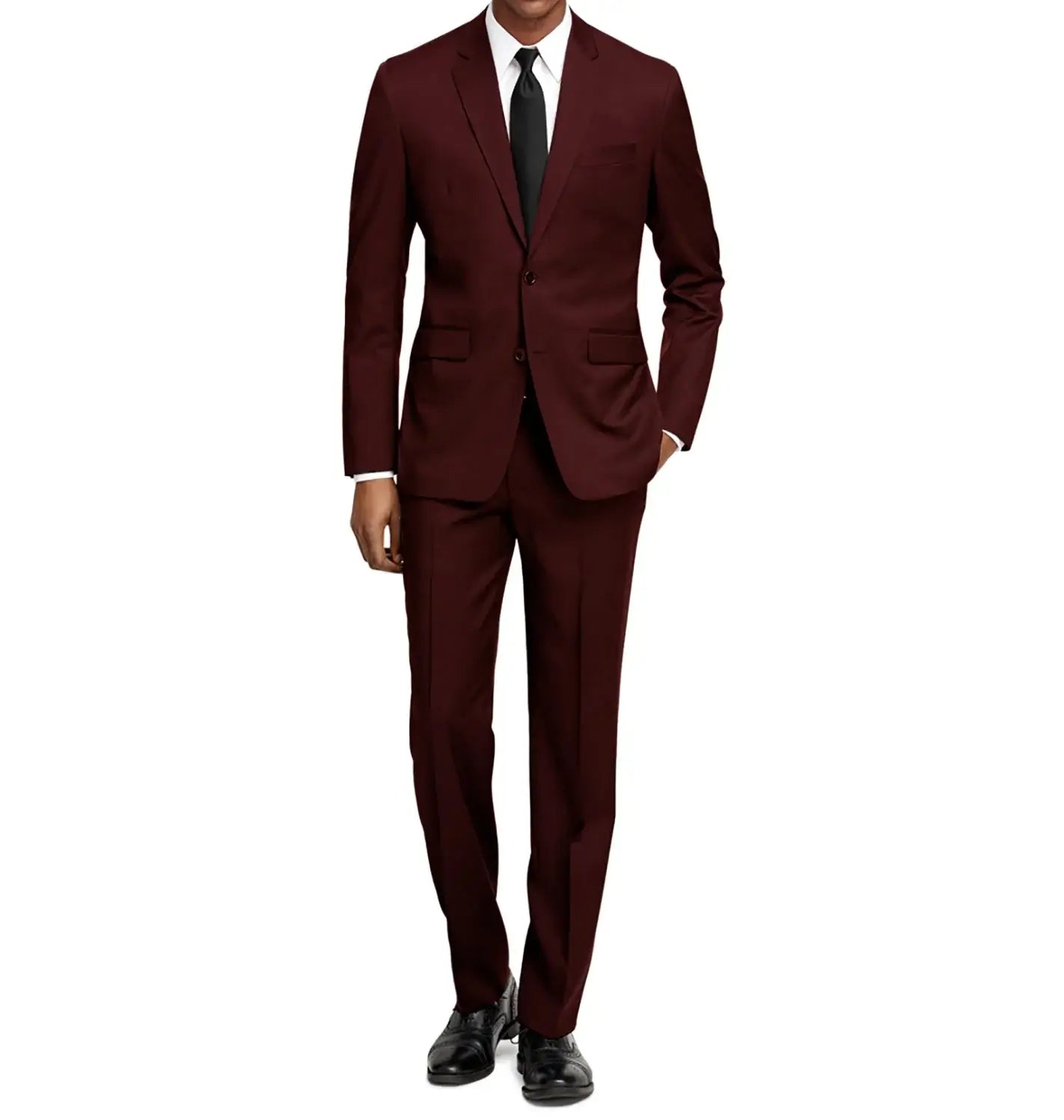 Braveman Men's Formal Two Piece 2-Piece Slim Fit Cut Suit Set - Burgundy - 50L Braveman Men's Formal Two Piece 2-Piece Slim Fit Cut Suit Set - Burgundy - 50L