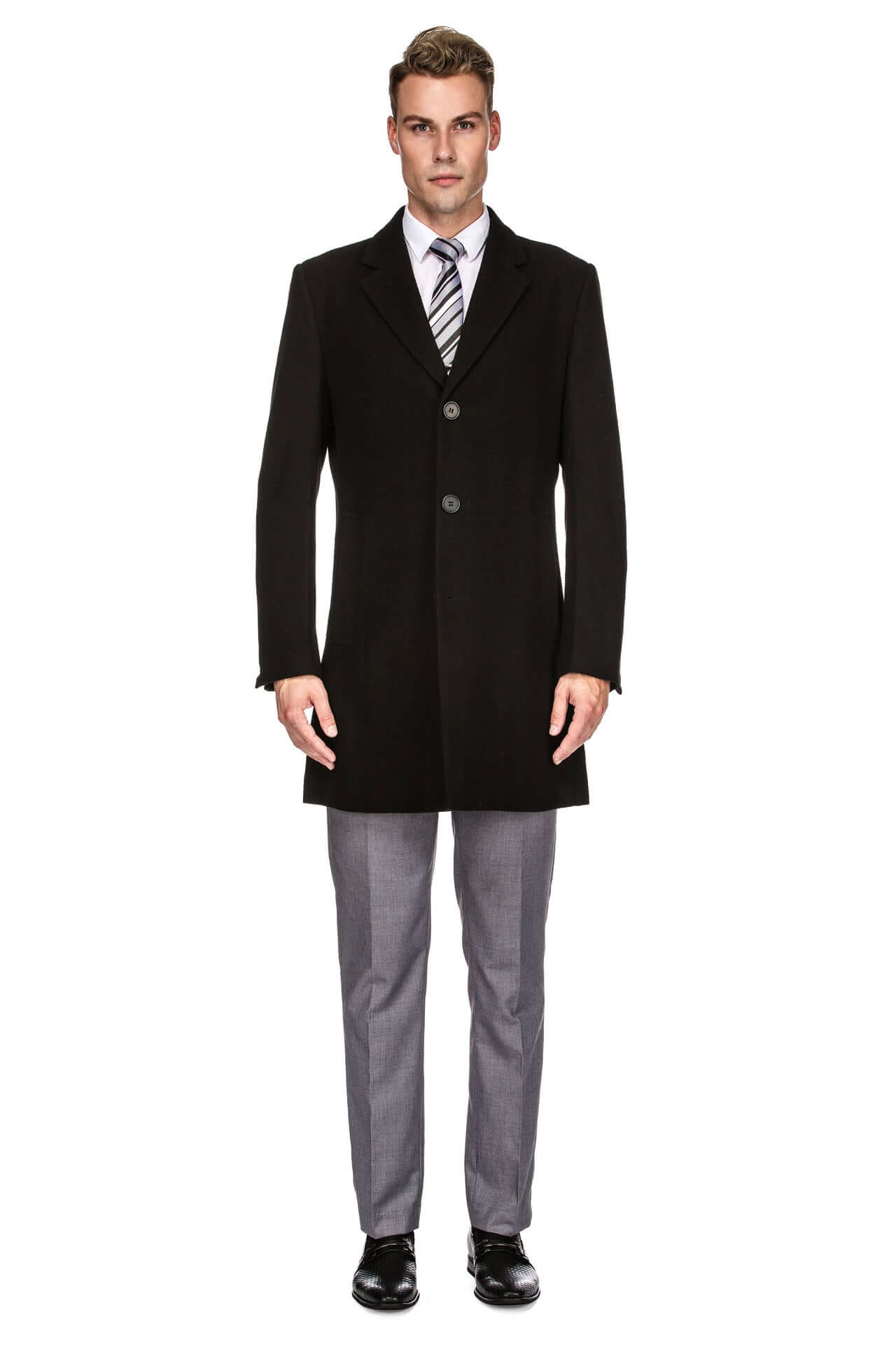Men's Tailored Wool Blend Notch Collar Wool Blend Walker Car Coat Jacket Daily Haute