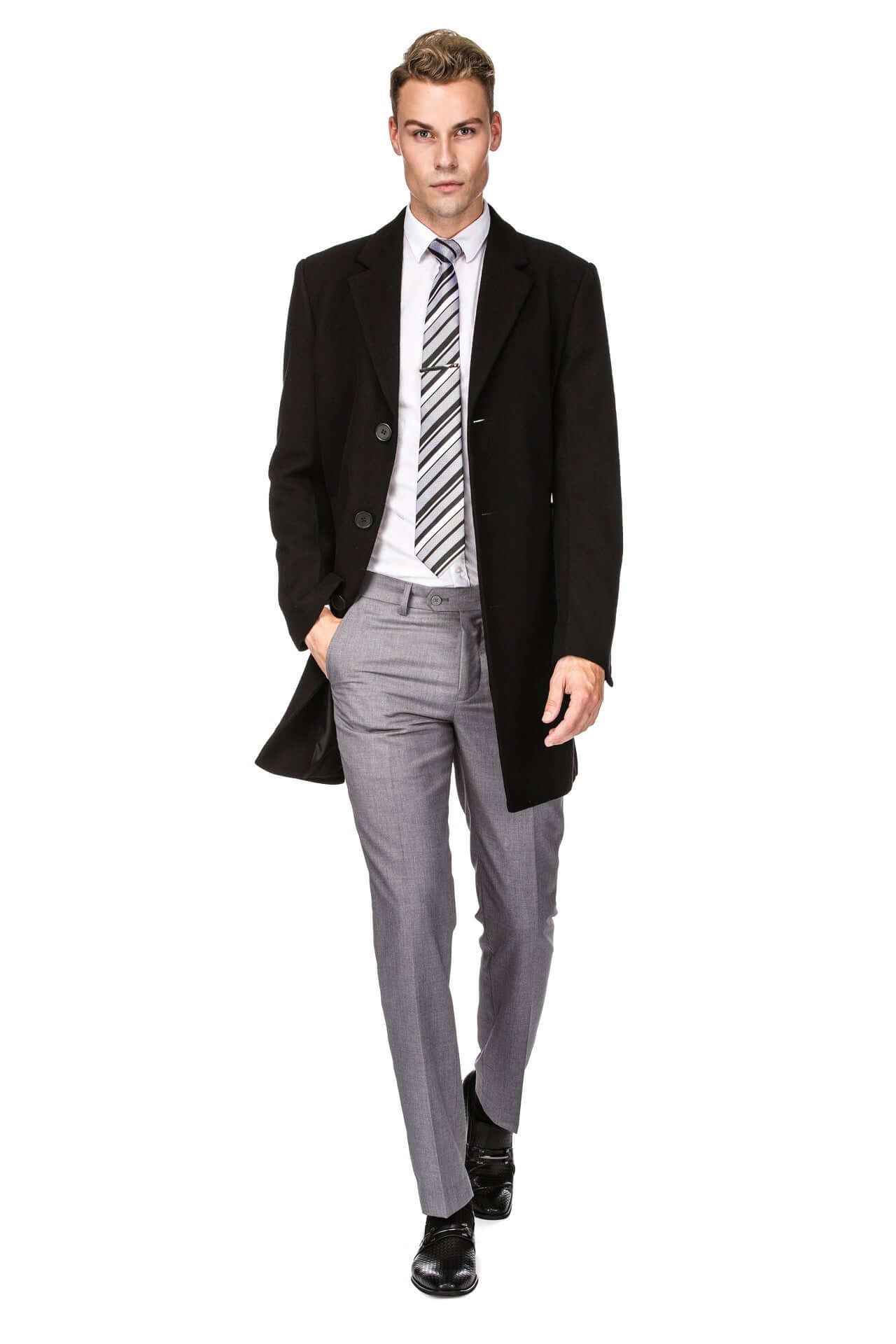 Men's Tailored Wool Blend Notch Collar Wool Blend Walker Car Coat Jacket Daily Haute