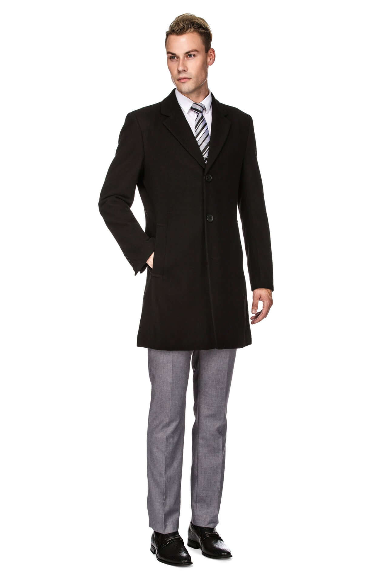 Men's Tailored Wool Blend Notch Collar Wool Blend Walker Car Coat Jacket Daily Haute