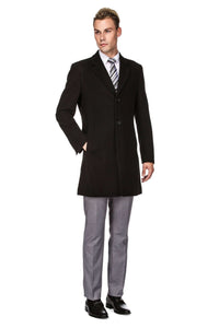 Men's Tailored Wool Blend Notch Collar Wool Blend Walker Car Coat Jacket Daily Haute