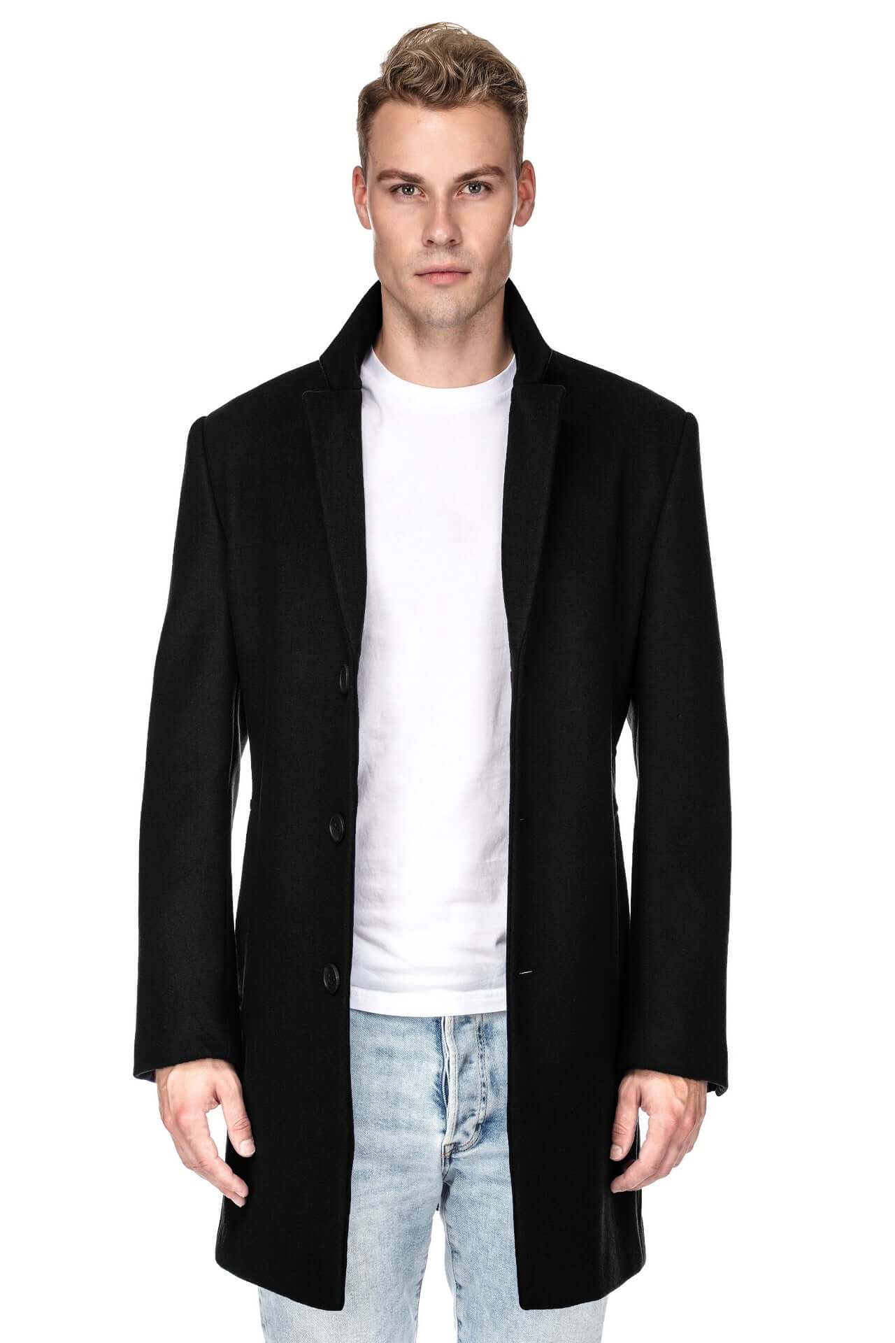 Men's Tailored Wool Blend Notch Collar Wool Blend Walker Car Coat Jacket Daily Haute