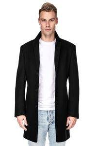 Men's Tailored Wool Blend Notch Collar Wool Blend Walker Car Coat Jacket Daily Haute