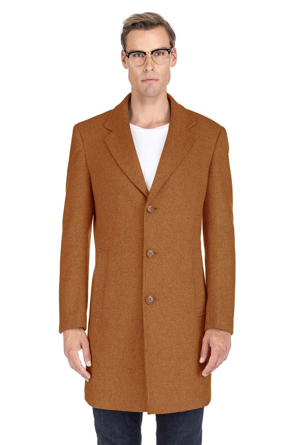 Men's Tailored Wool Blend Notch Collar Wool Blend Walker Car Coat Jacket Daily Haute