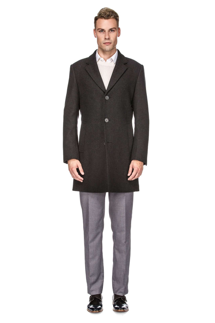 Men's Tailored Wool Blend Notch Collar Wool Blend Walker Car Coat Jacket Daily Haute
