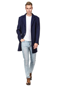 Men's Tailored Wool Blend Notch Collar Wool Blend Walker Car Coat Jacket Daily Haute