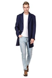 Men's Tailored Wool Blend Notch Collar Wool Blend Walker Car Coat Jacket Daily Haute