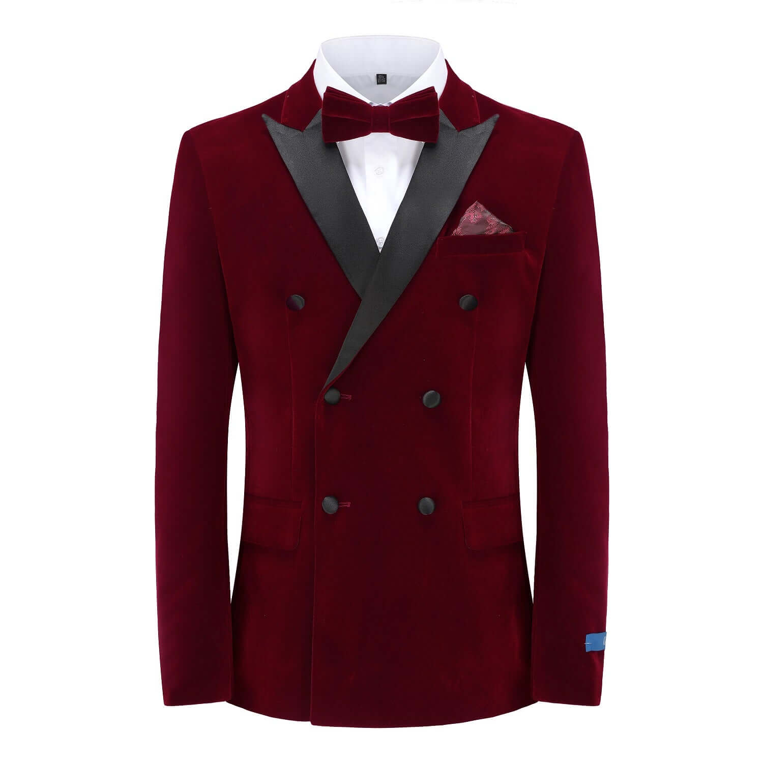 #burgundy Men's 2-Piece Velvet Birdseye Lapel Double-Breasted Slim-Fit Tuxedo With Performance Stretch Pants Daily Haute