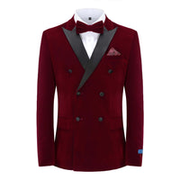 Men's 2-Piece Velvet Birdseye Lapel Double-Breasted Slim-Fit Tuxedo With Performance Stretch Pants Daily Haute