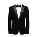 #black Men's 2-Piece Velvet Birdseye Lapel Slim-Fit Tuxedo With Performance Stretch Pants & Bow Tie Daily Haute