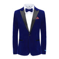 #blue Men's 2-Piece Velvet Birdseye Lapel Slim-Fit Tuxedo With Performance Stretch Pants & Bow Tie Daily Haute