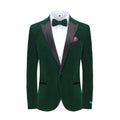 #hunter-green Men's 2-Piece Velvet Birdseye Lapel Slim-Fit Tuxedo With Performance Stretch Pants & Bow Tie Daily Haute