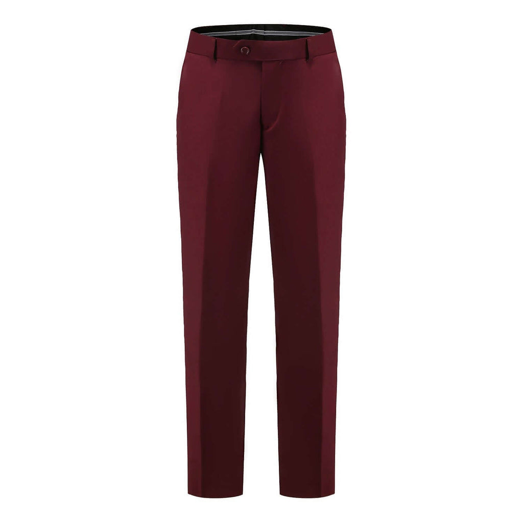 #burgundy Men's Slim-Fit 3PC Satin Peak Lapel Tuxedo Daily Haute