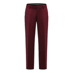 #burgundy Men's Slim-Fit 3PC Satin Peak Lapel Tuxedo Daily Haute