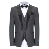 Men's Slim-Fit 3PC Satin Peak Lapel Tuxedo Daily Haute