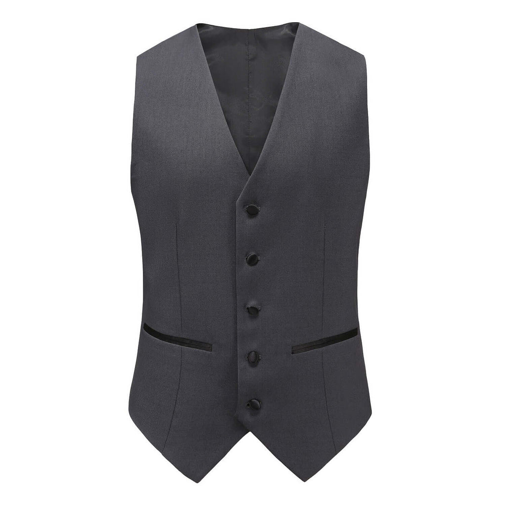 #charcoal Men's Slim-Fit 3PC Satin Peak Lapel Tuxedo Daily Haute