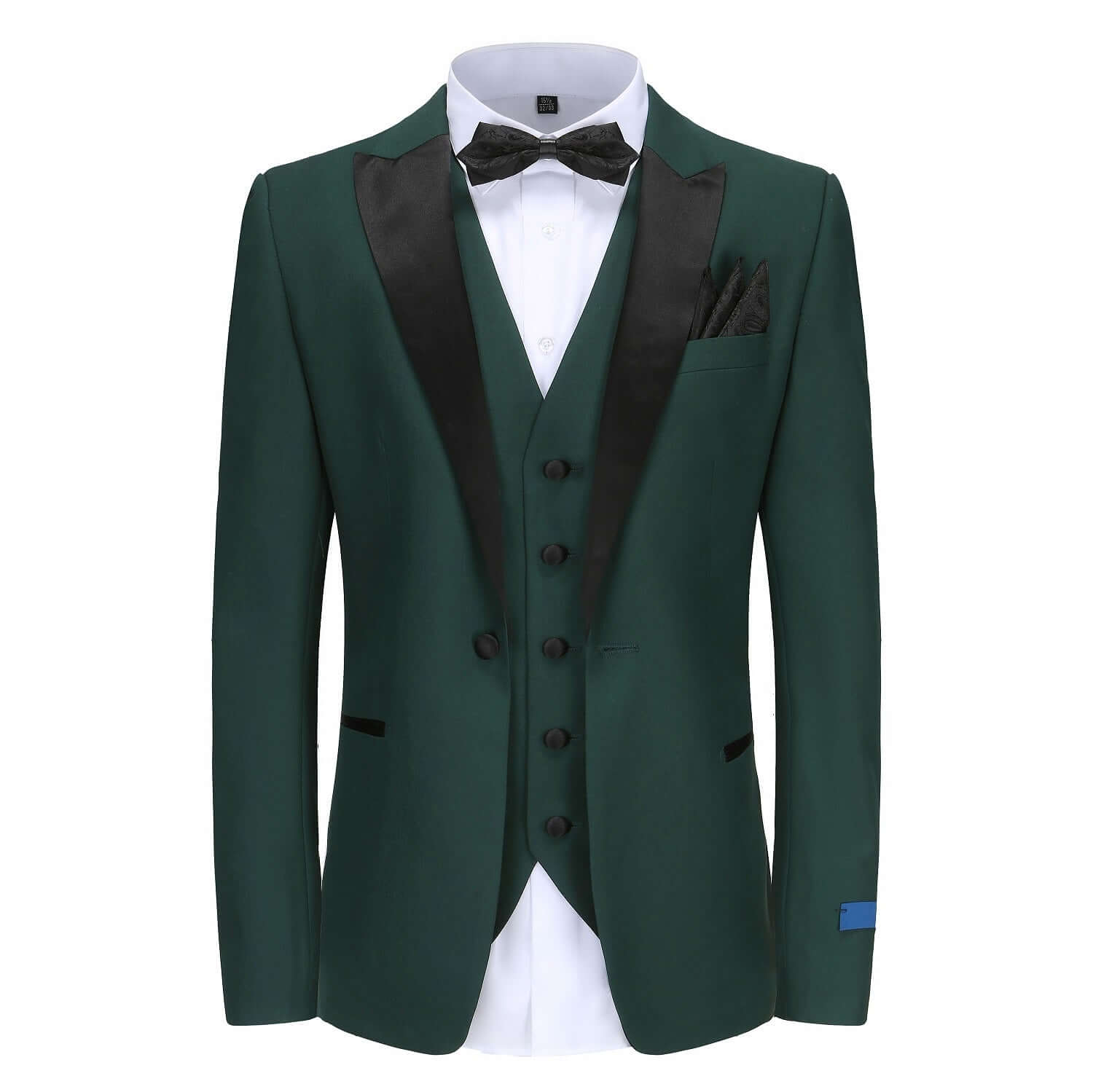 #hunter-green Men's Slim-Fit 3PC Satin Peak Lapel Tuxedo Daily Haute