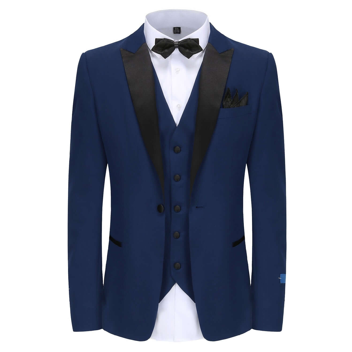 #indigo Men's Slim-Fit 3PC Satin Peak Lapel Tuxedo Daily Haute