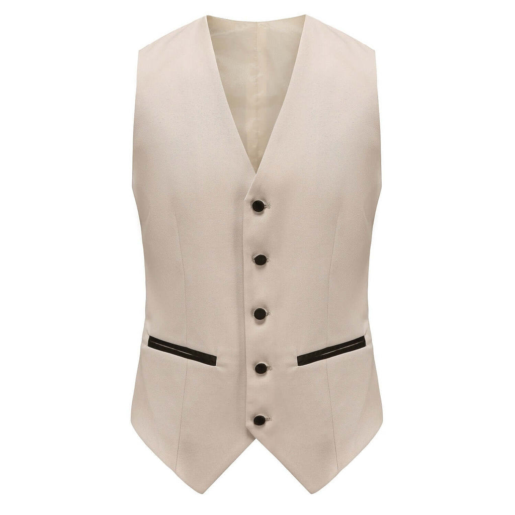 #light-beige Men's Slim-Fit 3PC Satin Peak Lapel Tuxedo Daily Haute