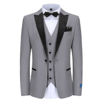 Men's Slim-Fit 3PC Satin Peak Lapel Tuxedo Daily Haute