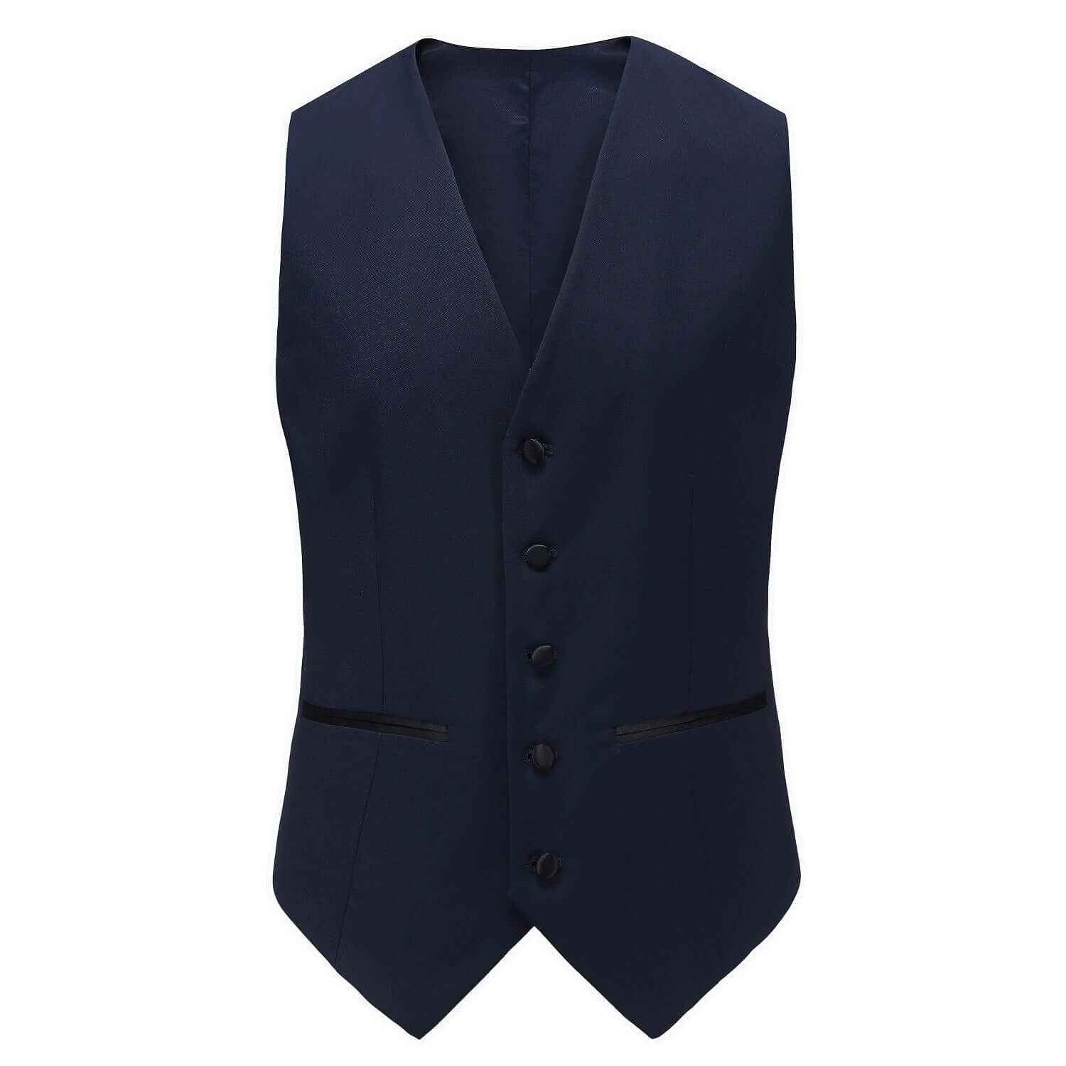 #navy Men's Slim-Fit 3PC Satin Peak Lapel Tuxedo Daily Haute