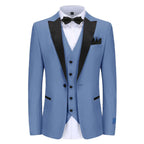 #slate-blue Men's Slim-Fit 3PC Satin Peak Lapel Tuxedo Daily Haute
