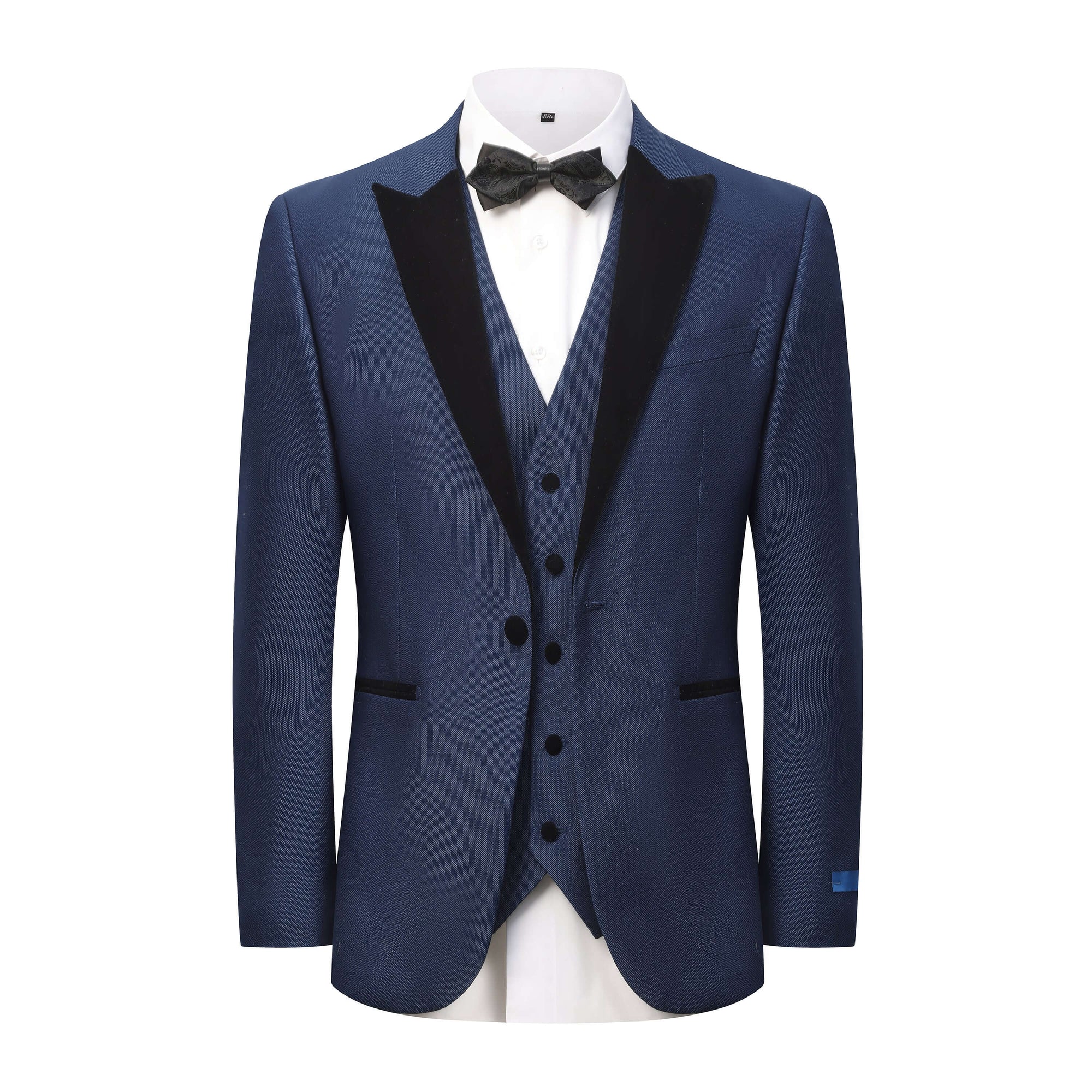 Men's 3-Piece Peak Lapel Satin Trim Tuxedo with Subtle Sheen
