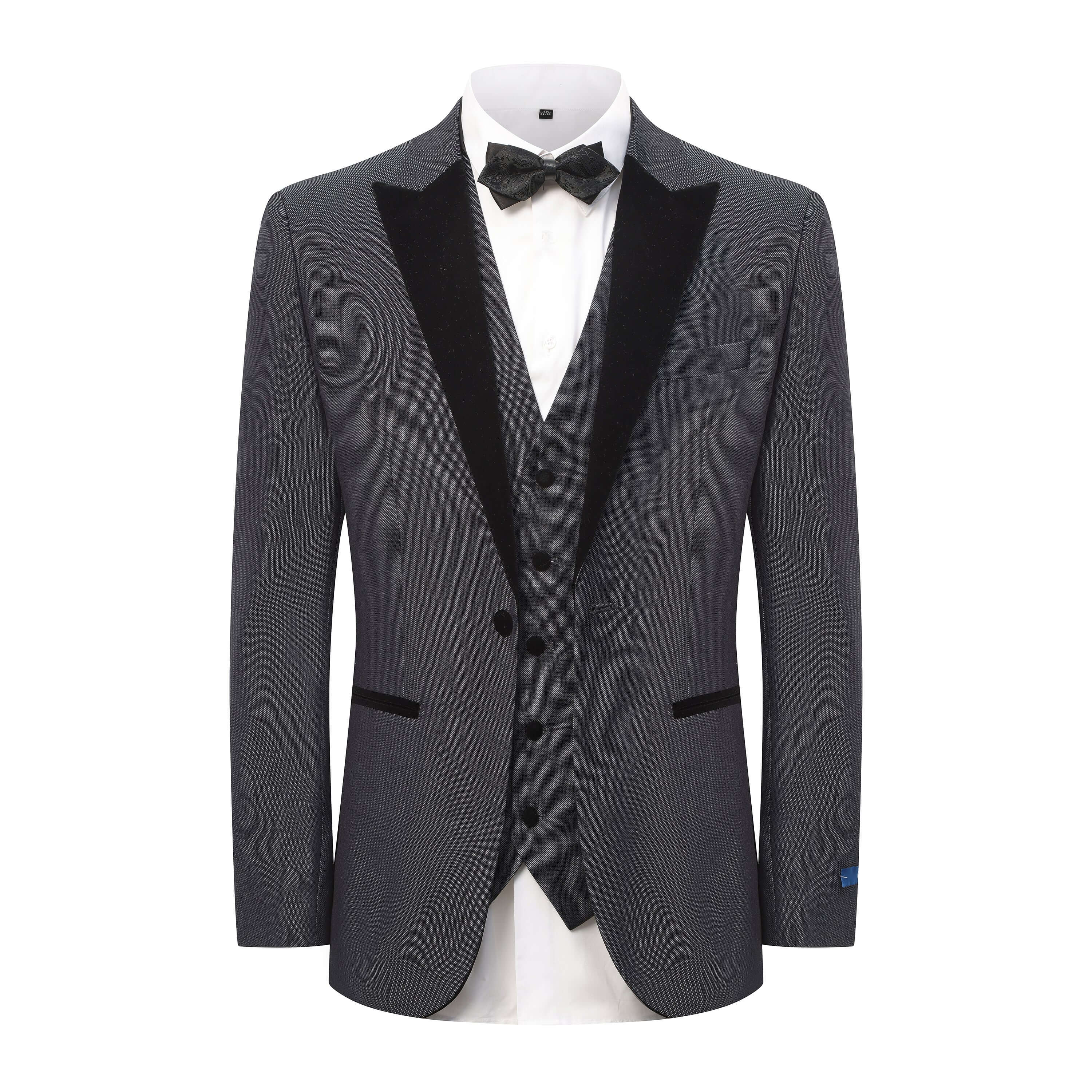 Men's 3-Piece Peak Lapel Satin Trim Tuxedo