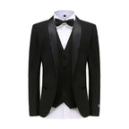 #black Braveman Men's Premium 3 Pc Shawl Lapel Slim Fit Tuxedo Set DAILYHAUTE