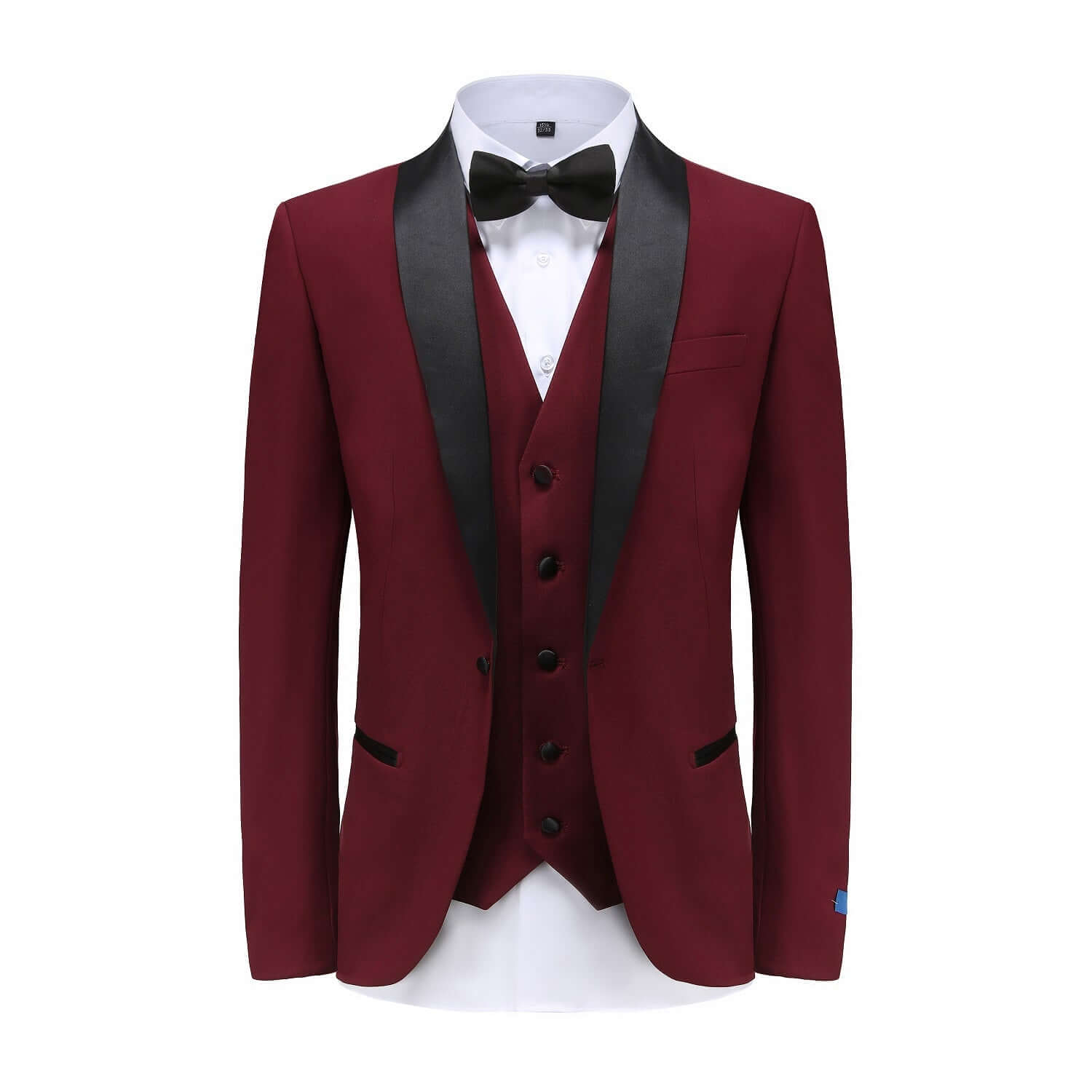 #burgundy Braveman Men's Premium 3 Pc Shawl Lapel Slim Fit Tuxedo Set DAILYHAUTE