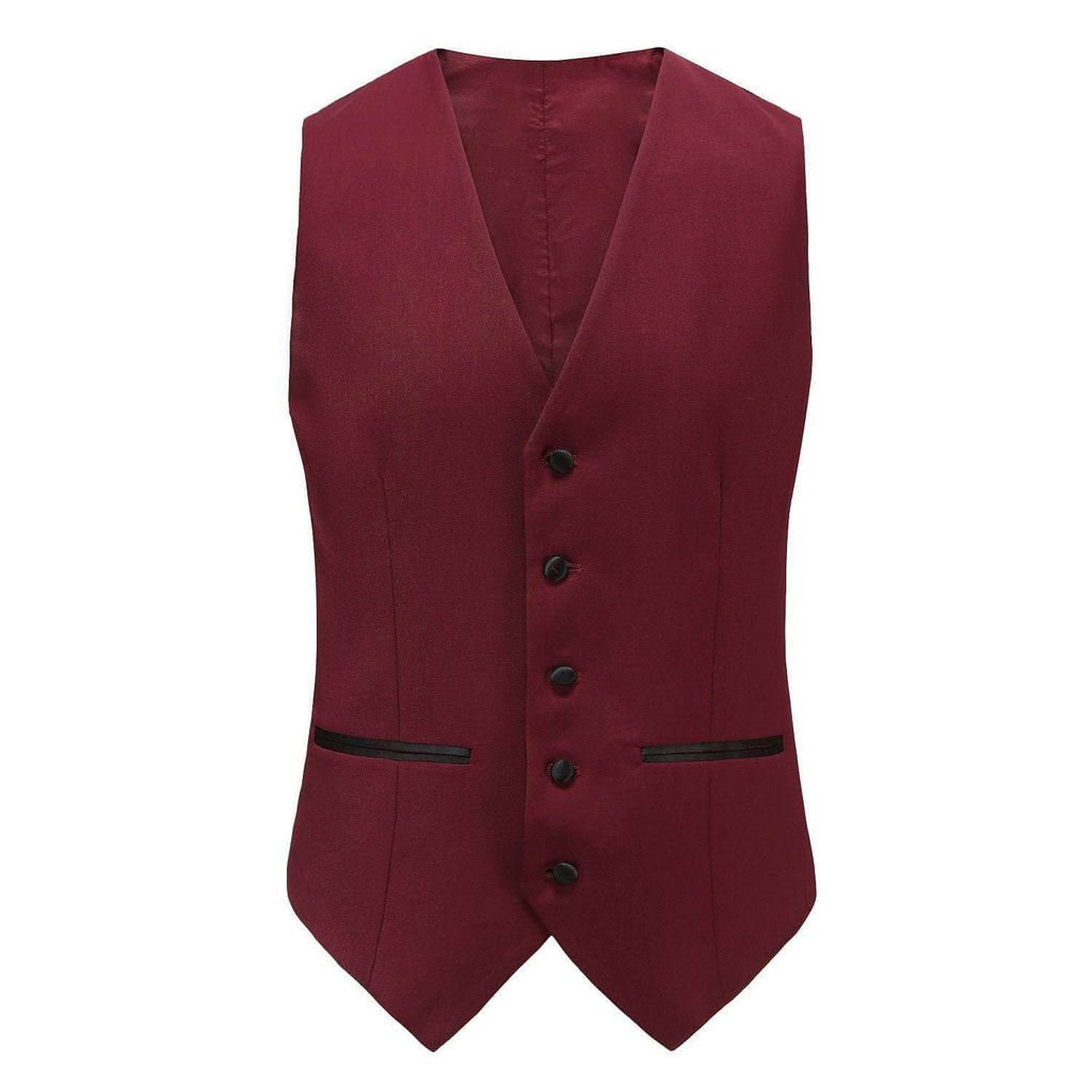 #burgundy Braveman Men's Premium 3 Pc Shawl Lapel Slim Fit Tuxedo Set DAILYHAUTE