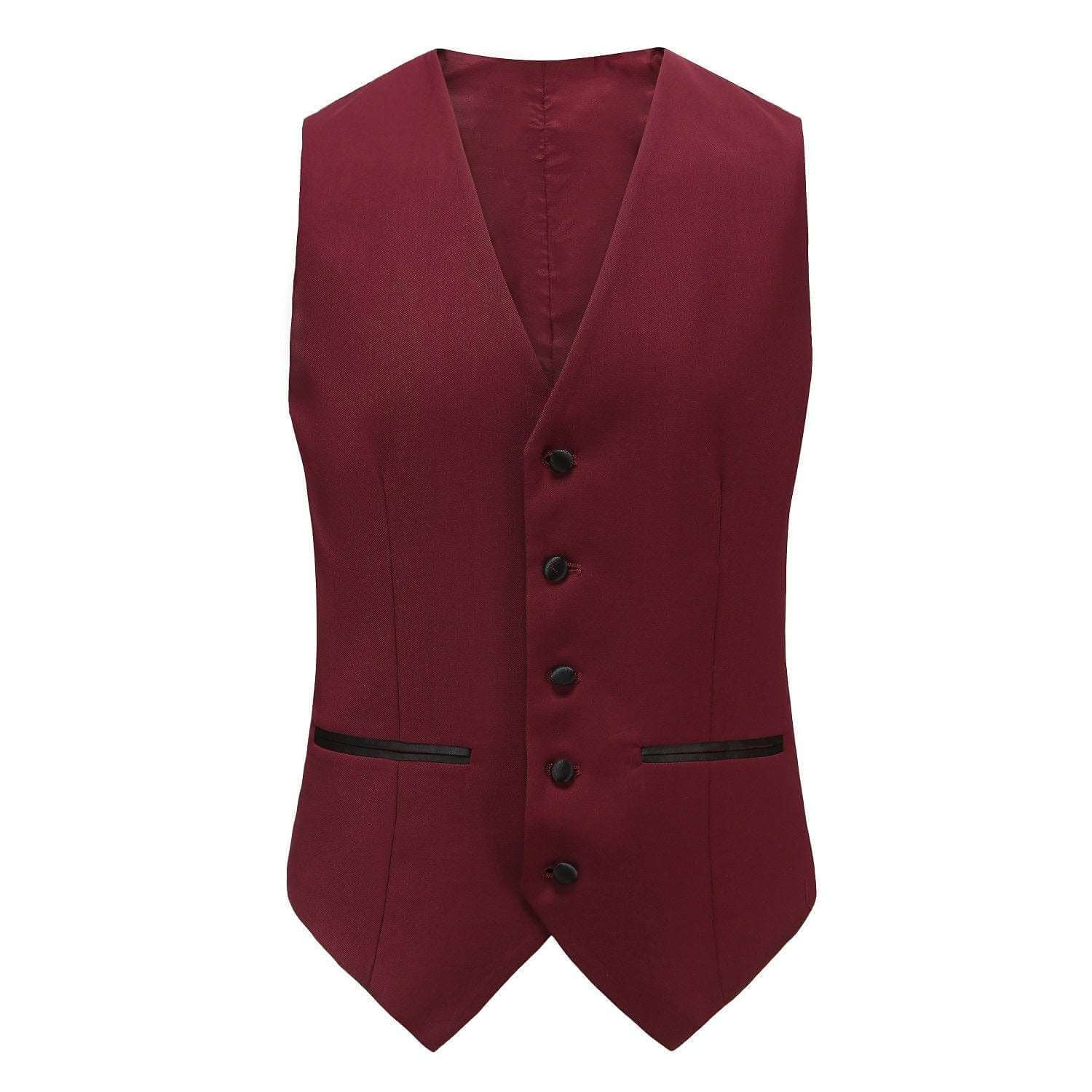 #burgundy Braveman Men's Premium 3 Pc Shawl Lapel Slim Fit Tuxedo Set DAILYHAUTE