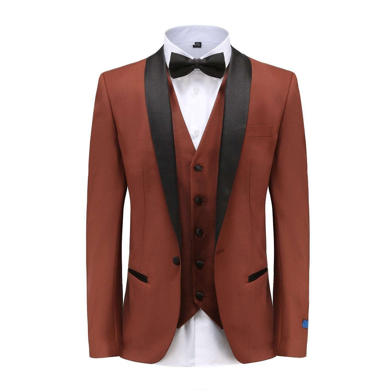 #copper Braveman Men's Premium 3 Pc Shawl Lapel Slim Fit Tuxedo Set DAILYHAUTE