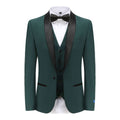 #hunter-green Braveman Men's Premium 3 Pc Shawl Lapel Slim Fit Tuxedo Set DAILYHAUTE