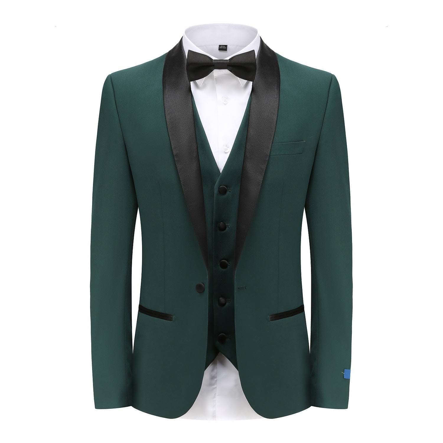 #hunter-green Braveman Men's Premium 3 Pc Shawl Lapel Slim Fit Tuxedo Set DAILYHAUTE