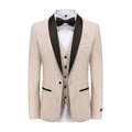 #light-beige Braveman Men's Premium 3 Pc Shawl Lapel Slim Fit Tuxedo Set DAILYHAUTE