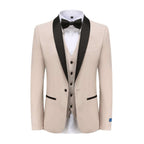 #light-beige Braveman Men's Premium 3 Pc Shawl Lapel Slim Fit Tuxedo Set DAILYHAUTE