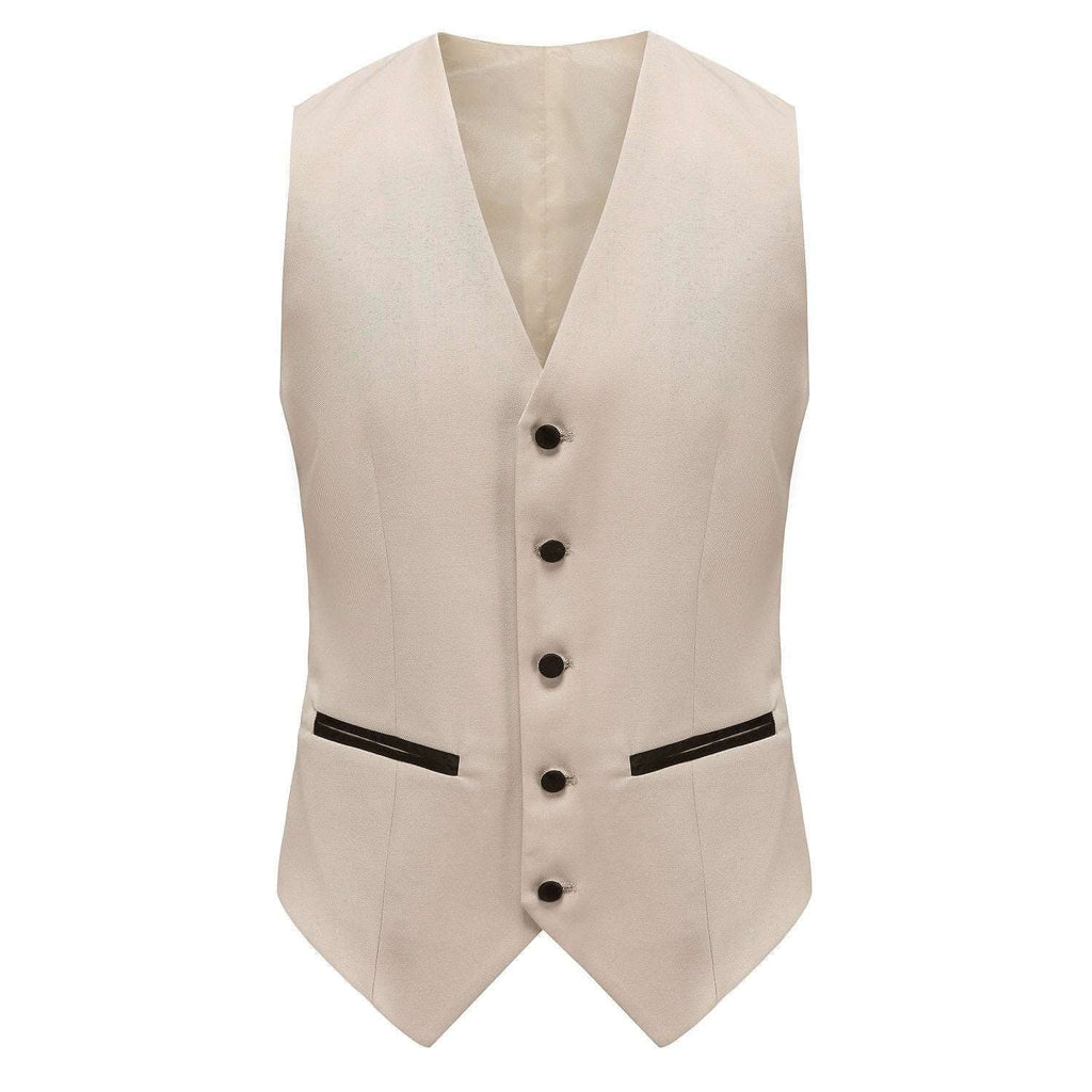 #light-beige Braveman Men's Premium 3 Pc Shawl Lapel Slim Fit Tuxedo Set DAILYHAUTE