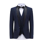 #navy Braveman Men's Premium 3 Pc Shawl Lapel Slim Fit Tuxedo Set DAILYHAUTE