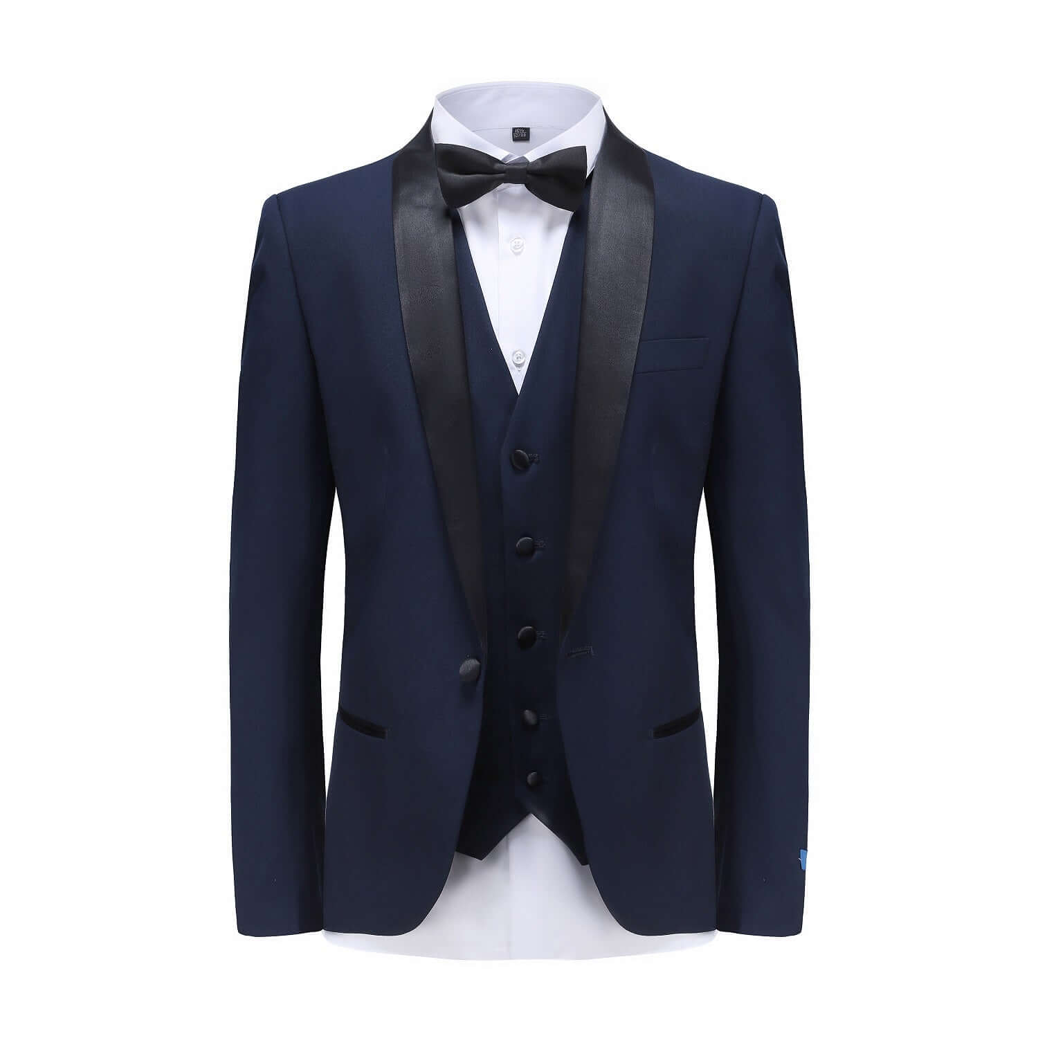 #navy Braveman Men's Premium 3 Pc Shawl Lapel Slim Fit Tuxedo Set DAILYHAUTE