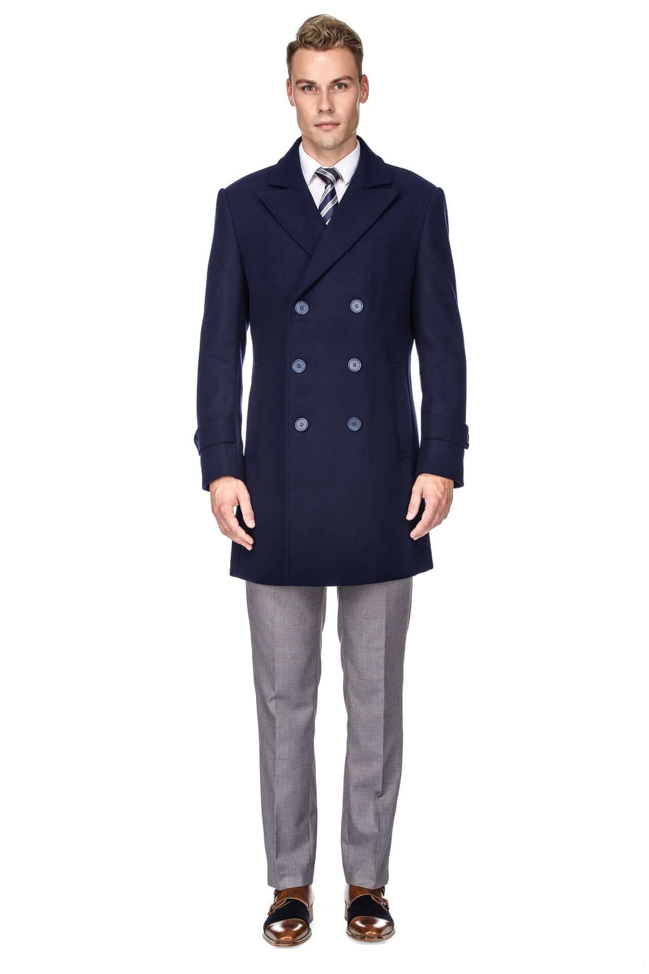 Men's Double-Breasted Wool Blend Peacoat