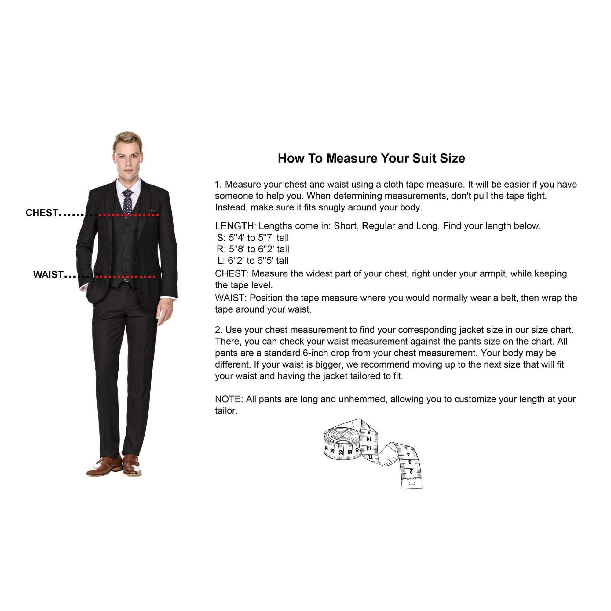 tux men's suit measurements near me