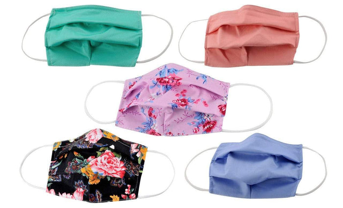 5-Pack Pleated Reusable Cotton Non-Medical Masks with Adjustable Nose Bridge DAILYHAUTE