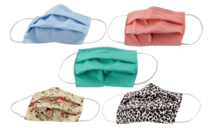 5-Pack Pleated Reusable Cotton Non-Medical Masks with Adjustable Nose Bridge DAILYHAUTE