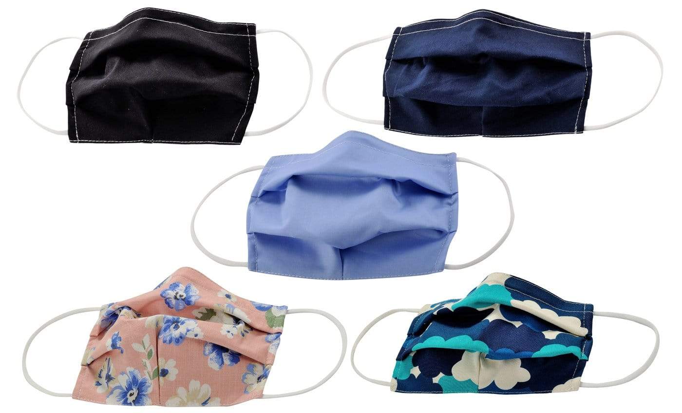 5-Pack Pleated Reusable Cotton Non-Medical Masks with Adjustable Nose Bridge DAILYHAUTE