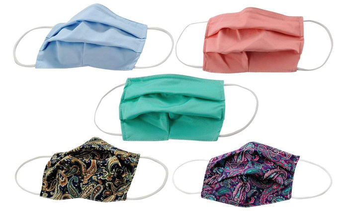 5-Pack Pleated Reusable Cotton Non-Medical Masks with Adjustable Nose Bridge DAILYHAUTE