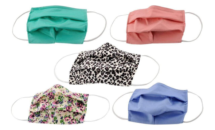 5-Pack Pleated Reusable Cotton Non-Medical Masks with Adjustable Nose Bridge DAILYHAUTE