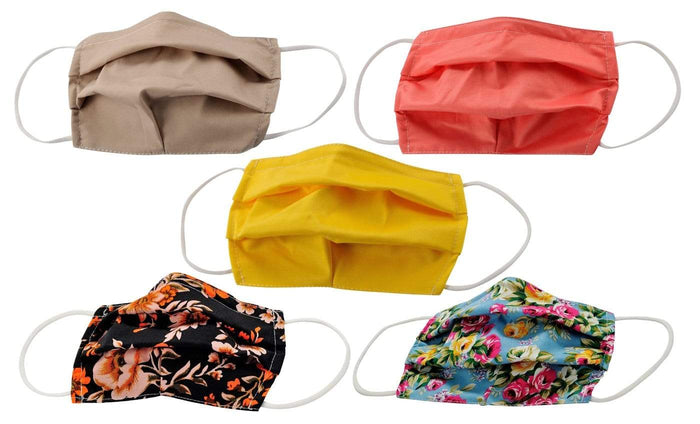 5-Pack Pleated Reusable Cotton Non-Medical Masks with Adjustable Nose Bridge DAILYHAUTE
